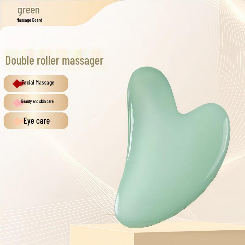 Rose Quartz Heart-Shaped Double-Headed Facial & Body Roller and Gua Sha Massage Set