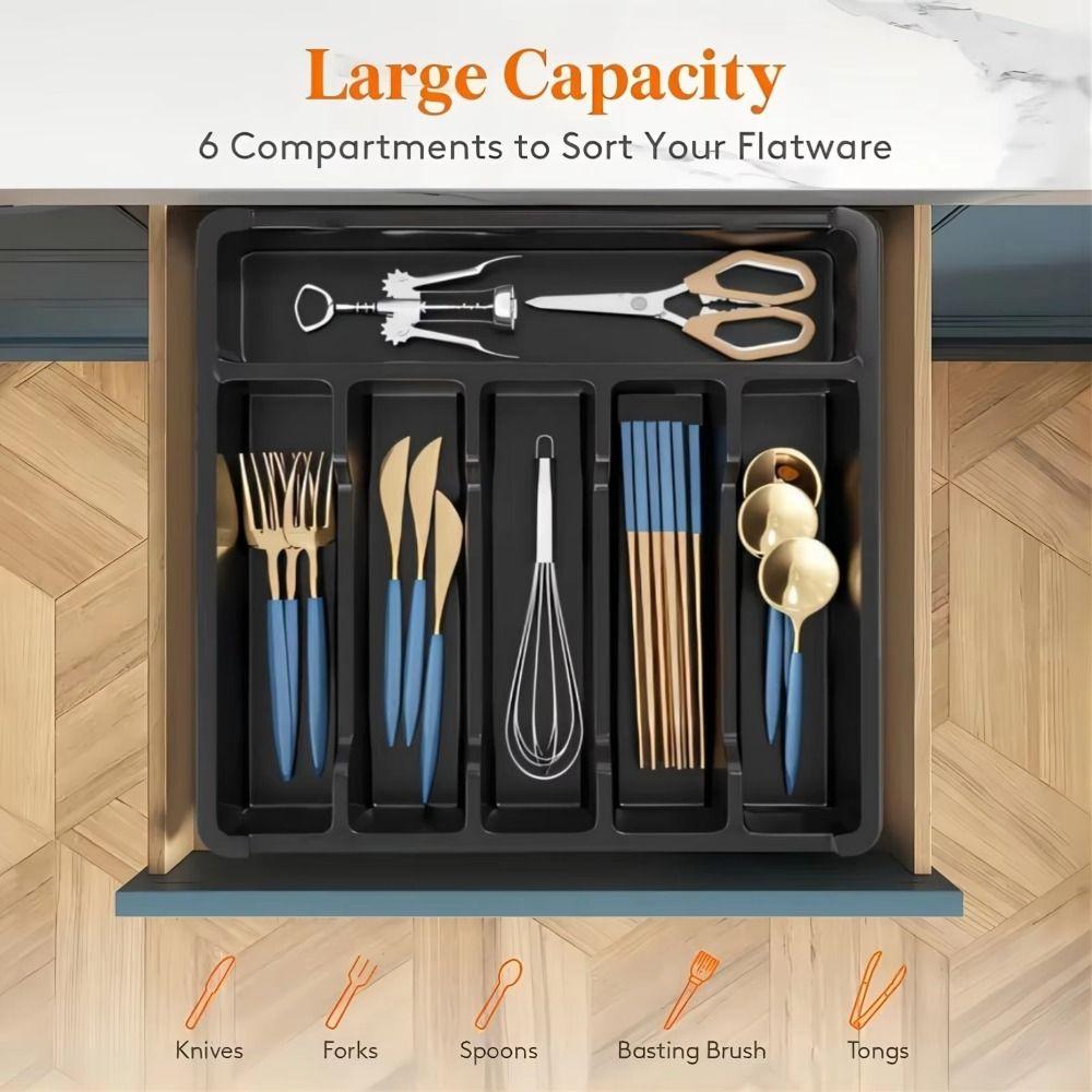 Separation Box Utensil Tray Large Capacity Silverware Drawer Organizer Fork Spoon Holder  Household