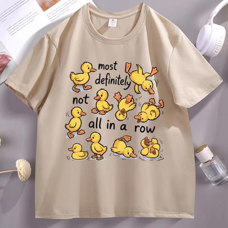 Funny Ducks Not All in A Row Graphic T Shirts Mental Health Cute Duck T Shirt Animal Trendy Short Sleeve Round Neck Tshirts Tops