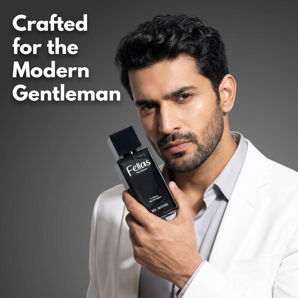 Bel Avenir Fellas Long Lasting Perfume for Man | Woody Aquatic Perfume | Fresh Citrus, Patchouli & Ambergris Notes | Daily and Date Night Fragrance |