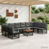 Outdoor Sofa Set 11 Pieces Black and Dark Grey Polyester