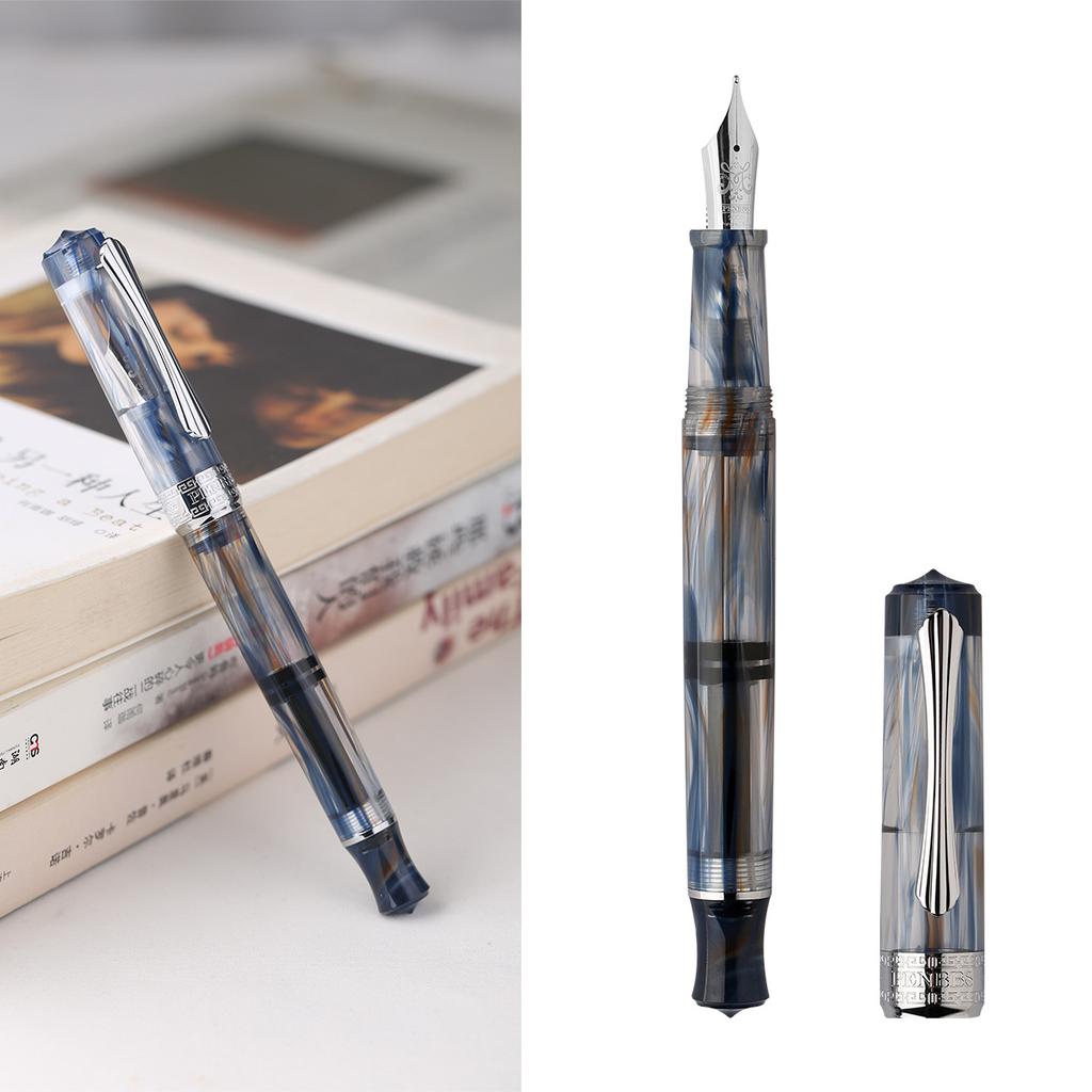 PENBBS 470 Vacuum Filling Fountain Pen Blade/Round Nib Pen Large Capacity Transparent Acrylic Business Writing Gift Pen