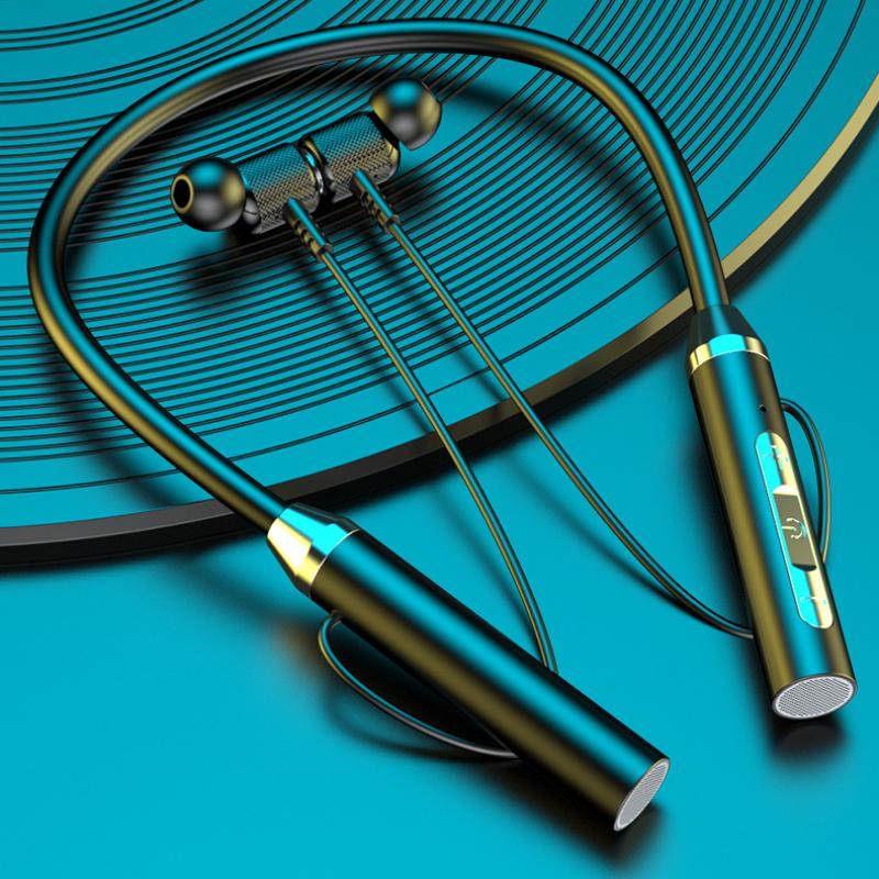 

Bluetooth беспроводная гарнитура с подвеской на шею спортивная гарнитура с двумя ушами-вкладышами для подвески на шею супер долгий режим ожидания чёрный