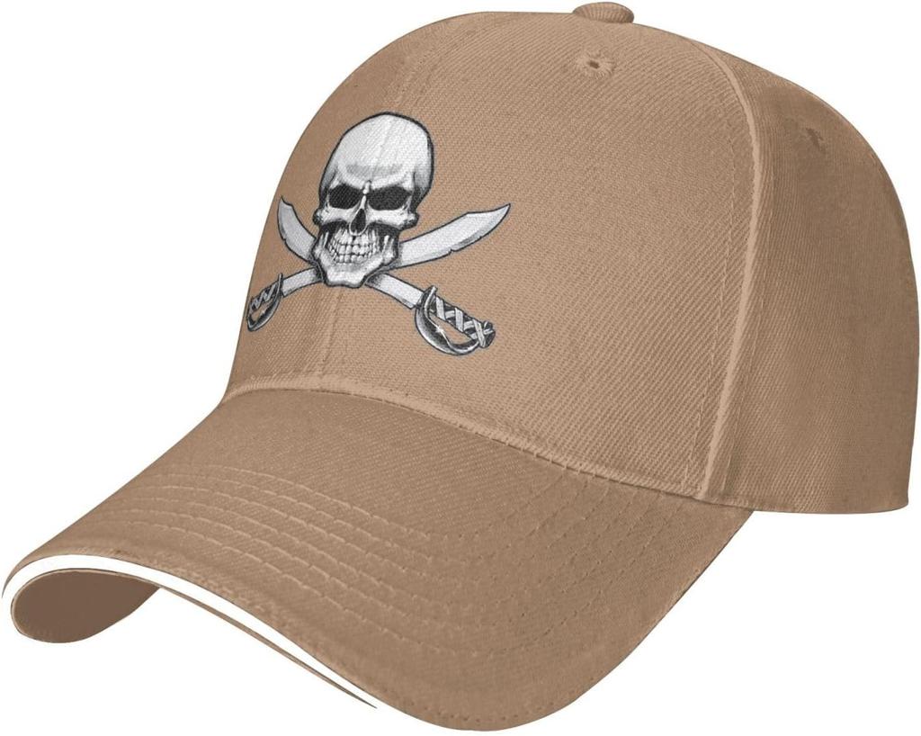 Pirate Skull Cross Swords Blue Baseball Cap Polyester Casual Sun Protection Adult Unisex