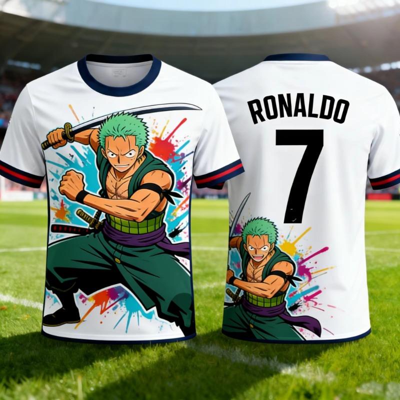 

2026 Новый летний аниме One Piece Луффи Футбольная майка для взрослых и детей Специальный дизайн Оверсайз Унисекс Футболка Дышащая №7 XXS