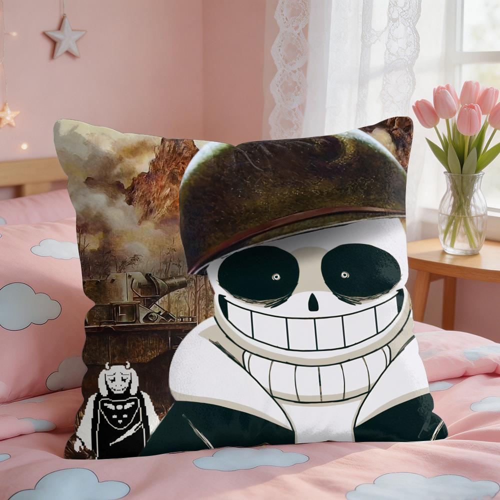 SSans Undertale Anime Cushion Cover Square Short Plush Pillow Case Living Room Sofa Home Decor Funda X