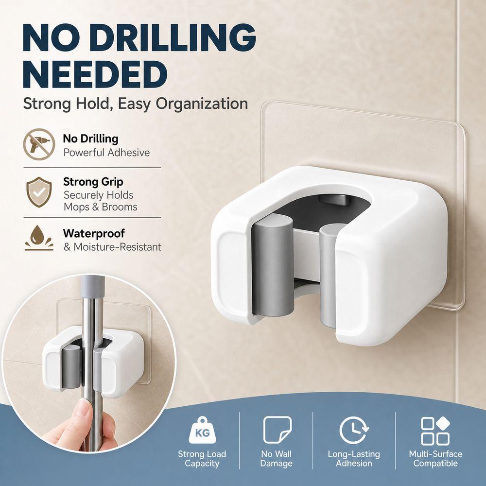 Wall Mounted Mop Holder Hook Waterproof Broom Holder New Cleaning Tool Organizer  Bathroom Storage