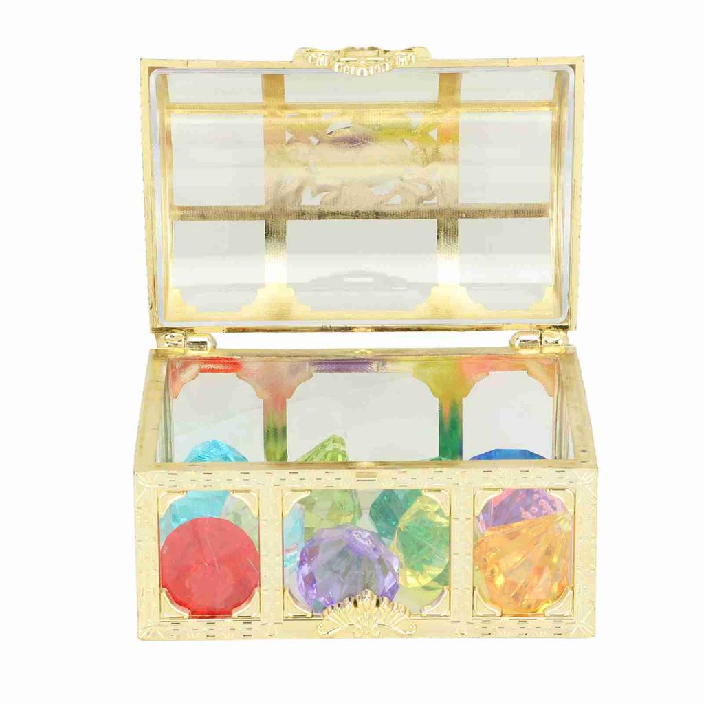 10PCS Diamonds Diving Toy Acrylic Golden Box Colorful Underwater Gem Pool Toys for Boys and Girls