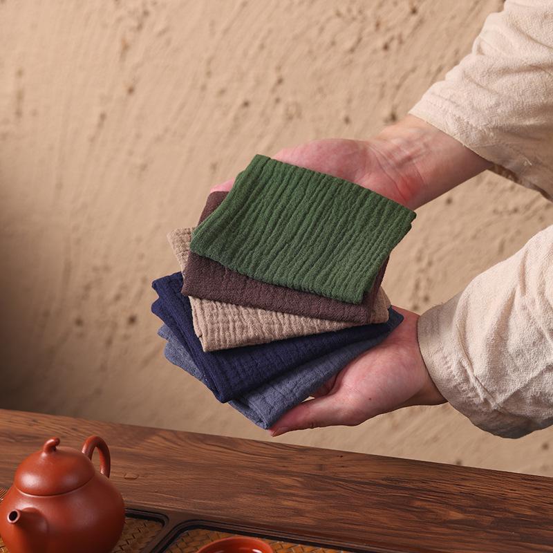 Handmade Zen Cotton Double-Layer Absorbent Tea Mat - Versatile Teapot Tablecloth and Wiping Cloth for Tea Ceremony