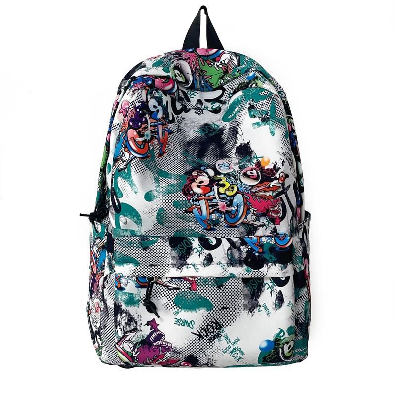Schoolbag Versatile College Student Large Capacity High School Junior High School Student Tide Brand Harajuku Doodle Backpack Male ins Cool