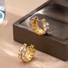 French Wheat Ear Hoop Earrings - Sparkling Rhinestone Luxury, Korean Style