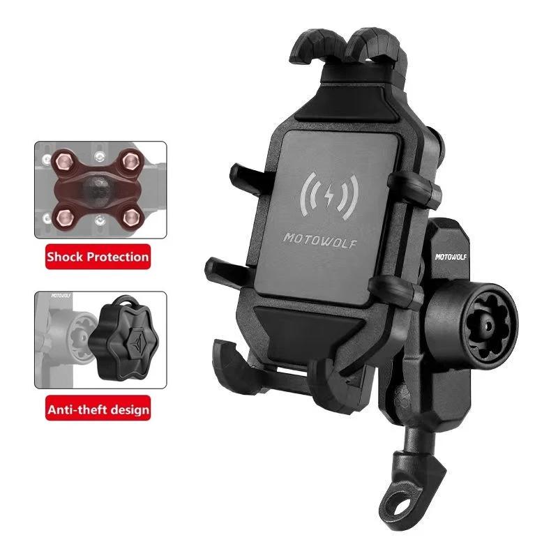USB QC3.0 Fast Charging Wireless Charger ABS Material Motorcycle Bike for Bicycle Phone Holder Stand Supports Mobile Cell Phone