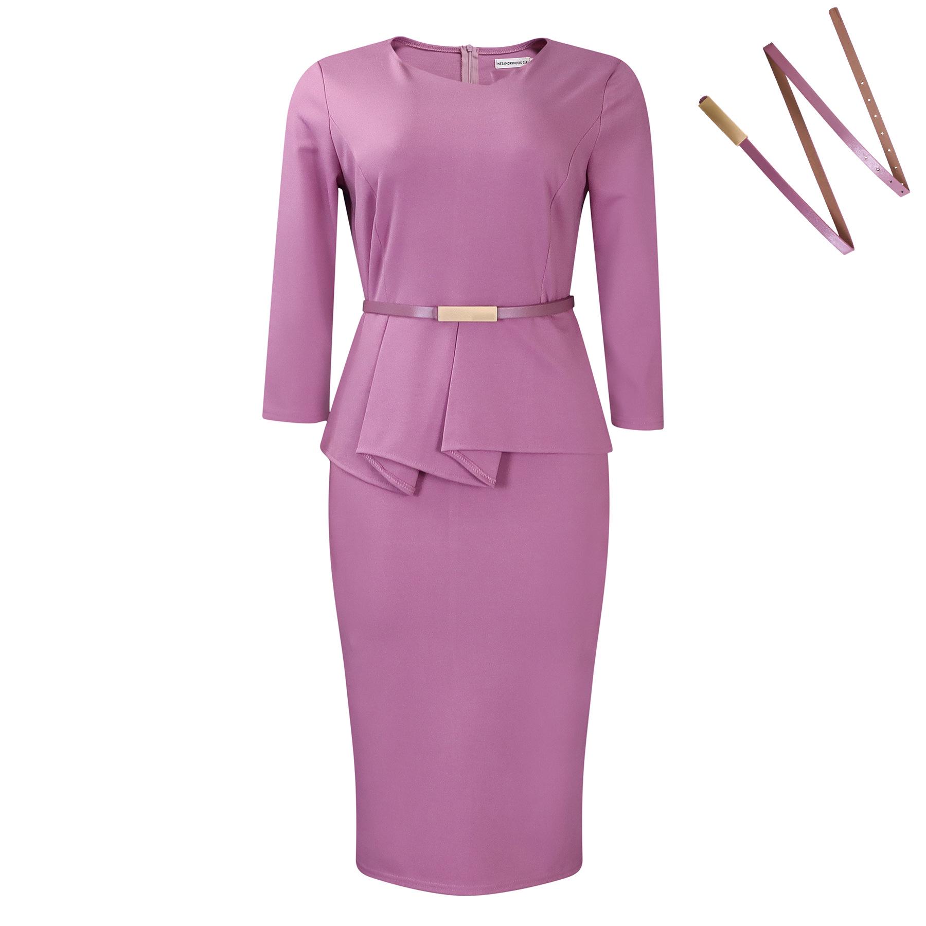 

2024 Women s Solid Color Bodycon Pencil Skirt Dress L