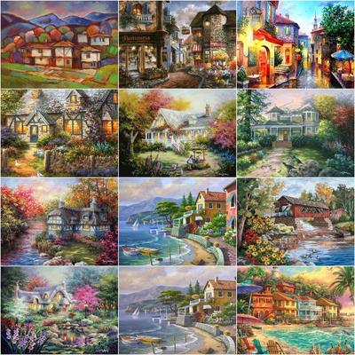 5D DIY Diamond Painting Street Mosaic Sale Diamond Embroidery House Landscape Rhinestone Art Home Decor Gift