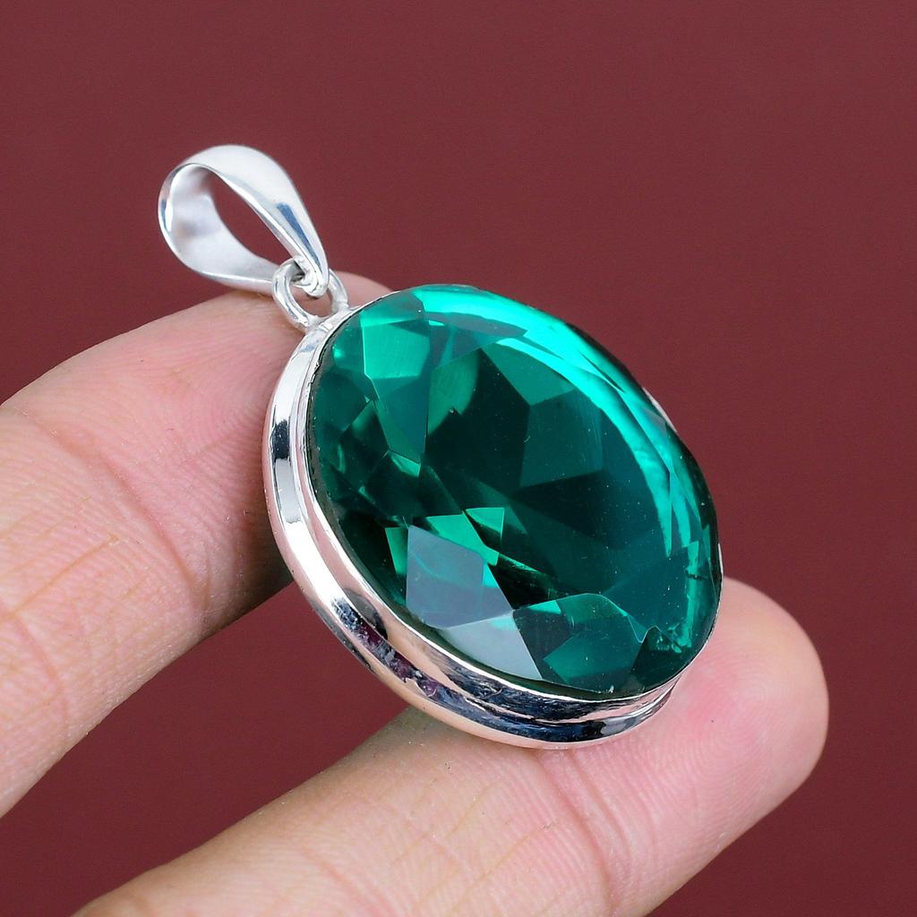 Faceted chrome diopside pendant gemstone dainty pendant 925 sterling silver pendant handmade jewelry latest design pendant gifts for friend