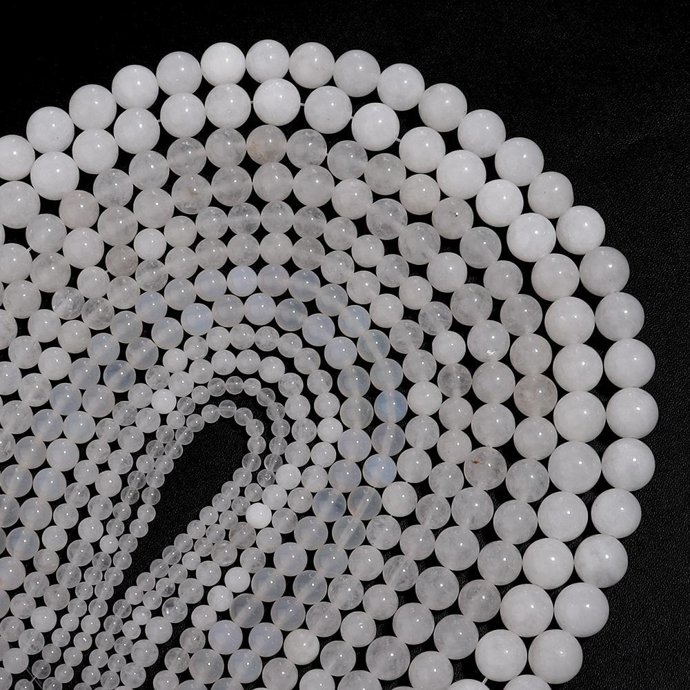 4/6/8/10/12mm Natural White Chalcedony Stone Beads Round Loose White Jade Stone Beads For Jewelry Making DIY Bracelet Necklace