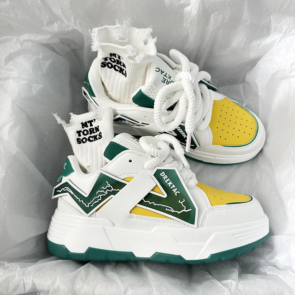 Ins Maillard Platform Heightening Casual Bread Shoes Couple Contrasting Colors Same Sports Shoes Men and Women