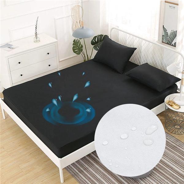 2023 New Solid Bed Mattress Cover 99% Waterproof Mattress Protector Pad Fitted Sheet Separated Water Bed Linens with Elastic Multi Size