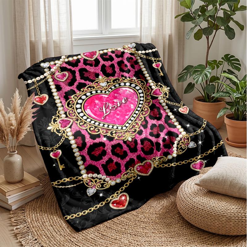 Leopard in Tropical Jungle 1 Theme blanket Lightweight Warm Flannel Blanket Decorative Throw Blanket for Home Decoration