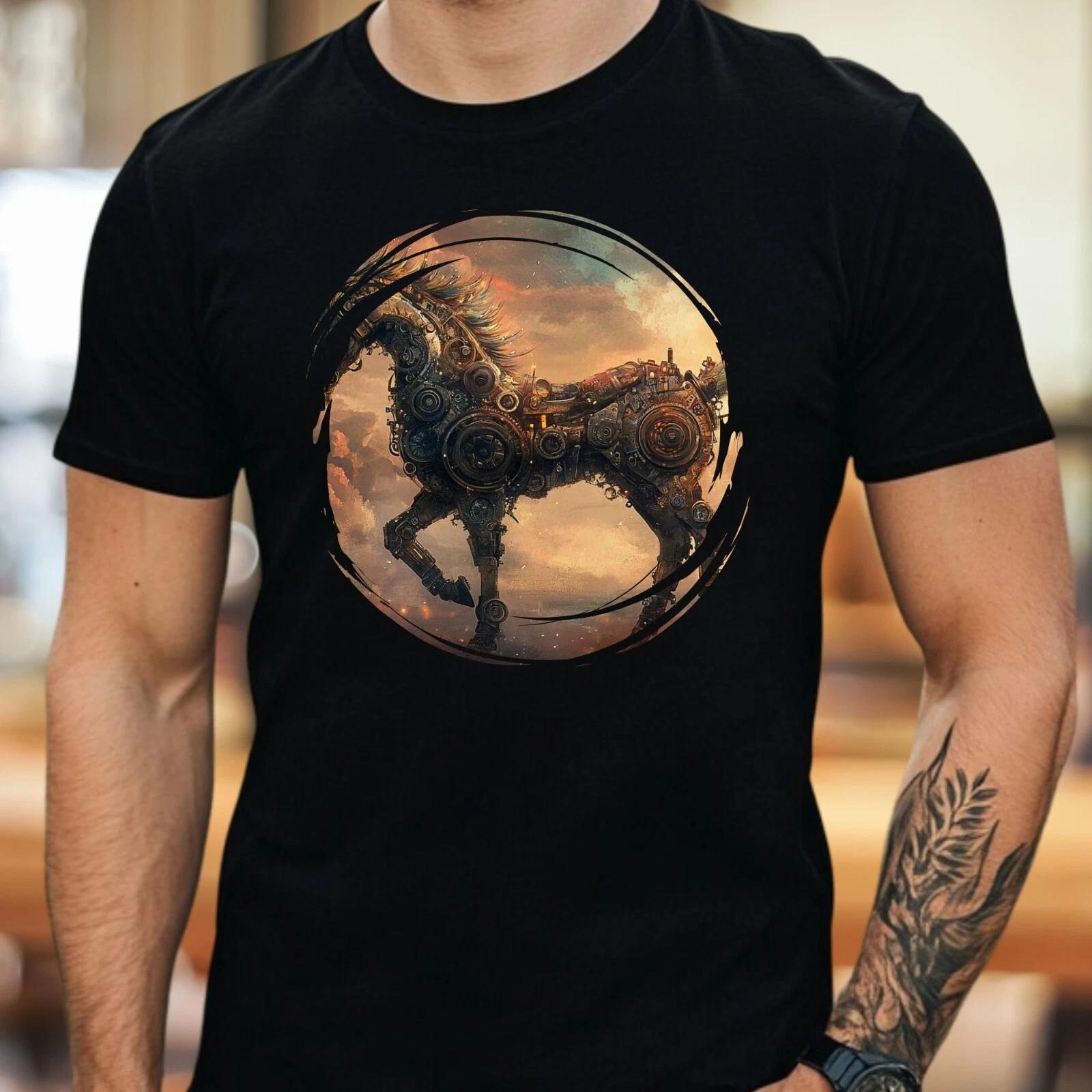 T-Shirt Herren Steampunk Einhorn Motiv Baumwolle Größe S bis 5XL XXXXL