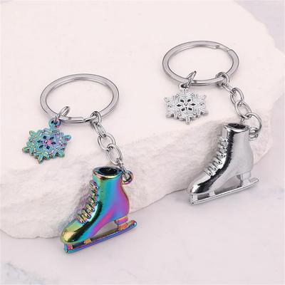 Creative Snowflake Ice Skates Keychain Metal Colorful Shoe Shaped Keyring for Women Car Backpack Pendant Sports Game Souvenir
