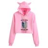 Attack on Titan Women's Cropped Hoodie with Cat Ears - Mikasa & Eren Wings of Freedom Anime Merchandise