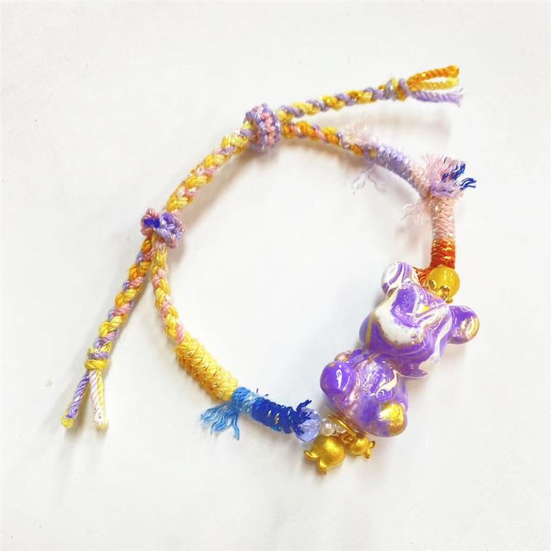 Браслет-шнурок Гэочао с лакированным агрессивным медведем, Модный новый китайский стиль, Браслет с медведем в национальном стиле, Ландыш