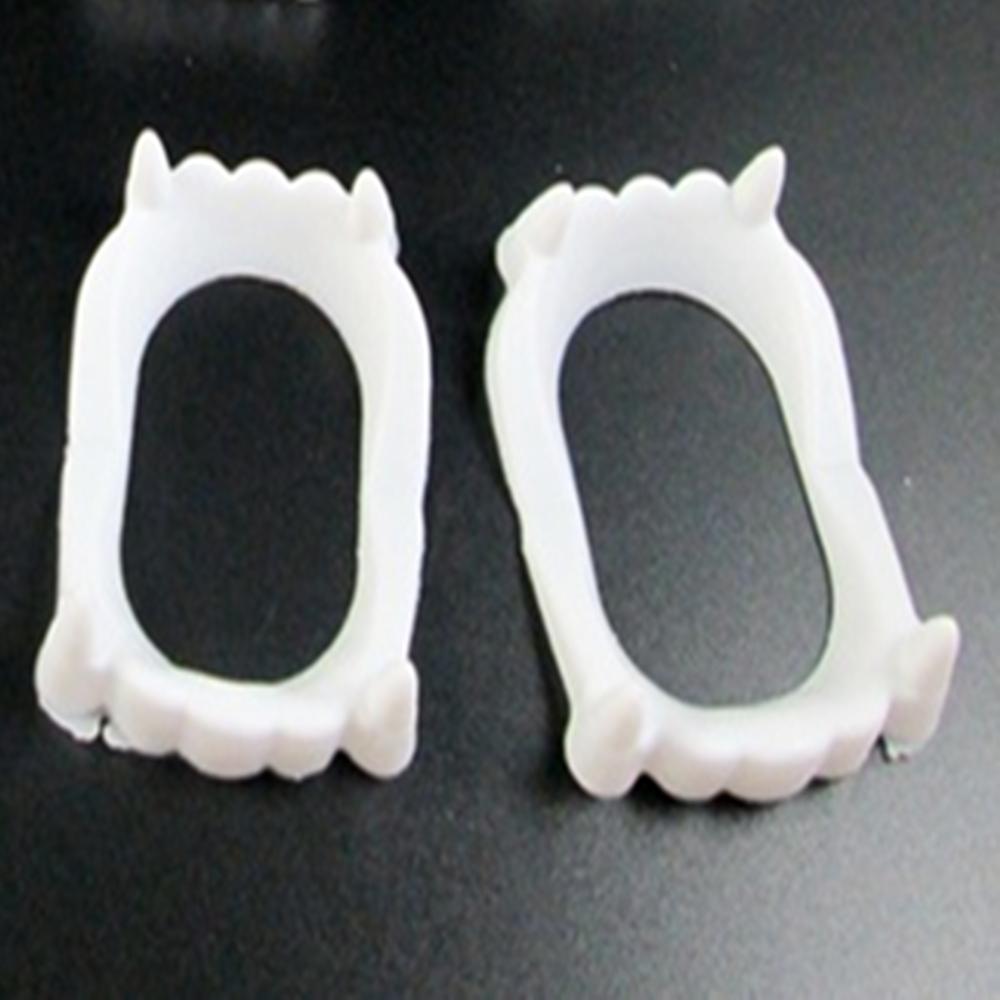 2Pcs Scary Zombie Vampire Plastic Fangs Kids White False Teeth Halloween Props