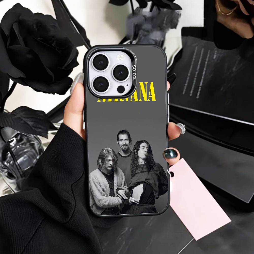 L-Lamentably N-Nirvana R-Rock Band Phone Case For iPhone17,16,15,14,13,12,11 Plus,Pro Max Colored Silver Plated Inside Cover