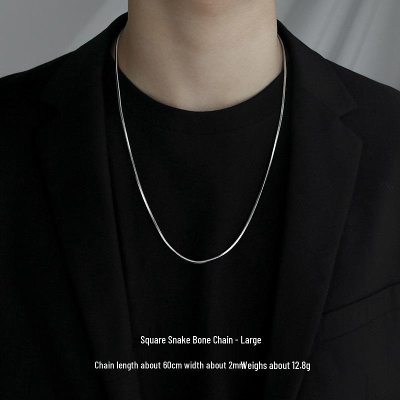 Men's Trendy Luxury Titanium Steel Snake Bone Necklace - High-End, Fade-Resistant, Fashionable Chain.