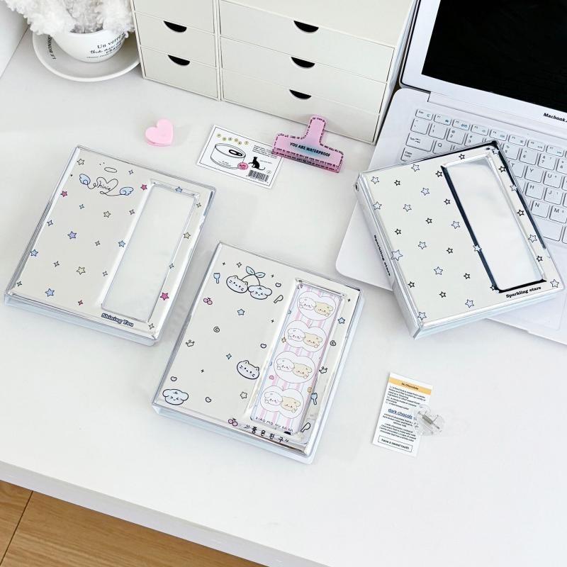 Cartoon 4 Grid Idol Card Photo Booth Album For 40 Pcs 2X6 Inch Photo Strips Bookmark 20 Pcs 4X6 4R Photo Holder