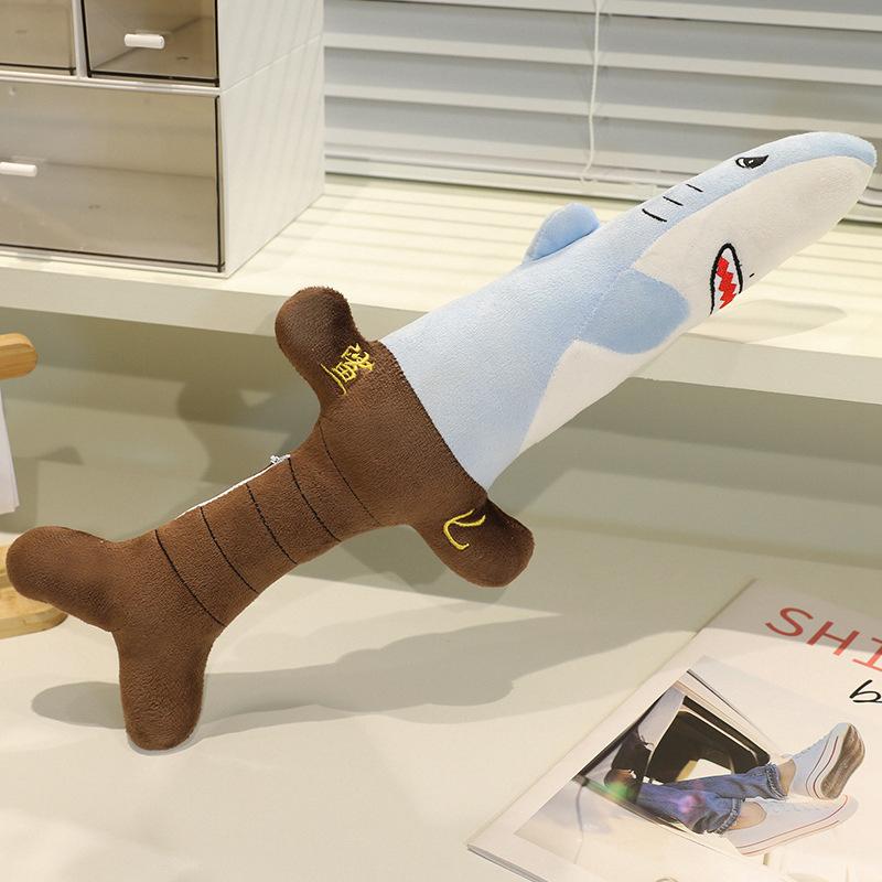 

Creative Simulation Shark Knife Doll Shark Dagger Doll Plush Toy Funny Homophonic Sword Pillow Gift 45cm 0.15kg