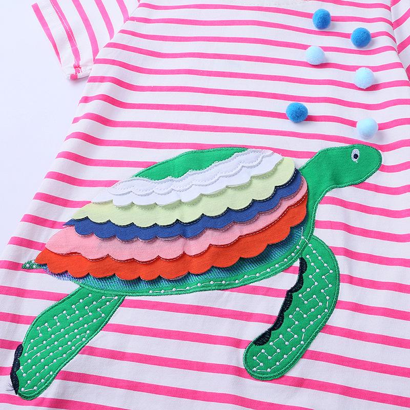 European Style Children's Summer Cotton Dresses - Girls' Short-Sleeved Printed Skirts for Small and Medium Kids.