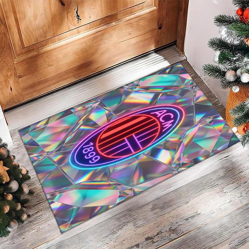 Tapis de zone en flanelle imprimé AC Milan Antidérapant Doux Polyester Tapis de sol Tapis de décoration d'intérieur pour Chambre à coucher Salon Canapé Salle de jeux Décoration de maison