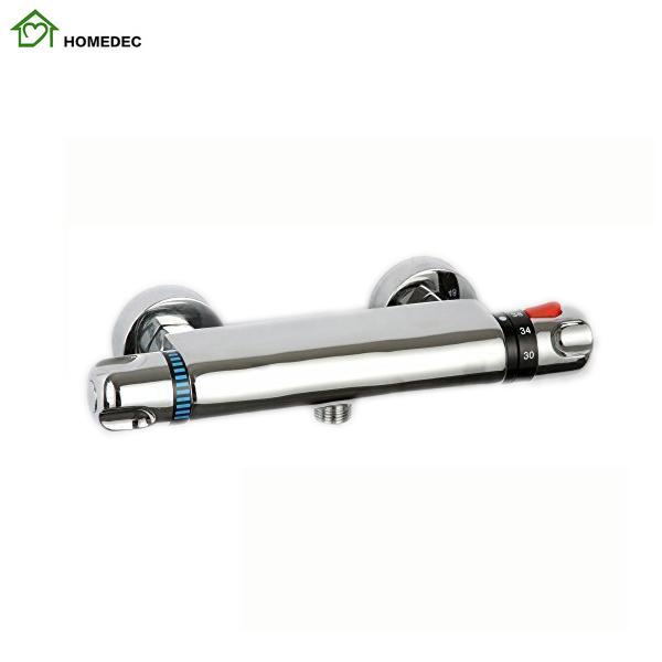 Wall Mount Brass Thermostatic Mixing Valve Shower Head Spray Faucet Hot Cold Water Mixer Constant Temperature Control Bathroom