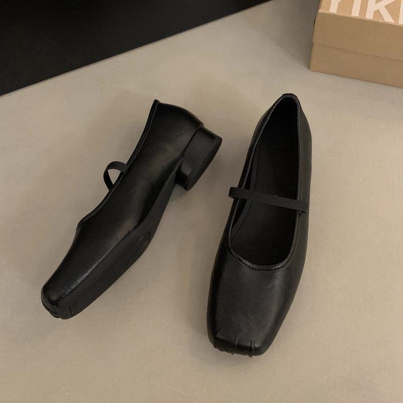 

Fashion SUOJIALUN Autumn New Brand Women Flat Shoes Fashion Round Toe Shallow Slip On Mary Jane Shoes Low Heel Dress Single Shoes 40 чёрный