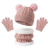 3Pcs/Set Plush Children Scarf Hat Gloves Set Winter Bonnet Gloves Kits Knitted Hats Scarfs  Outdoor