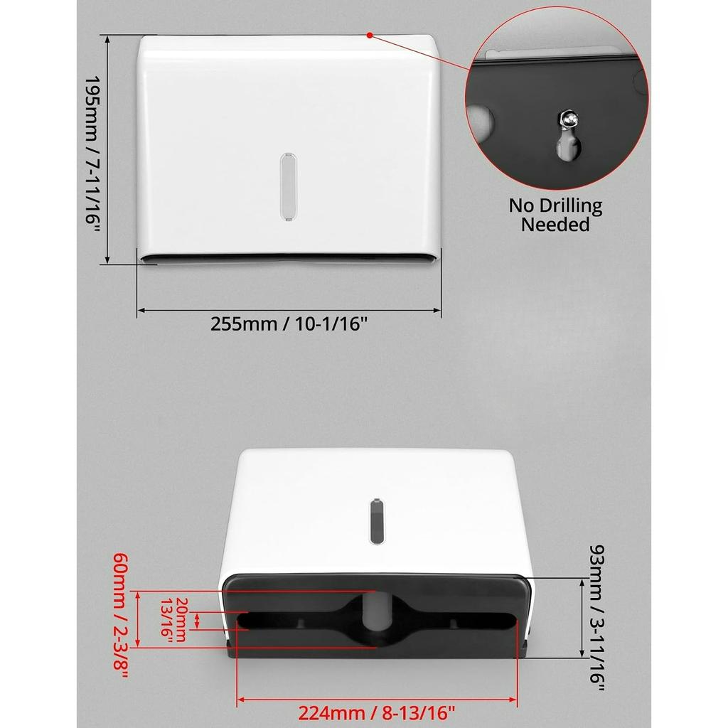 Multifold Hand Towel Dispenser, Hold 200 Paper Towels - Compatible with Z Fold Paper Towel Folded to 24x8 cm