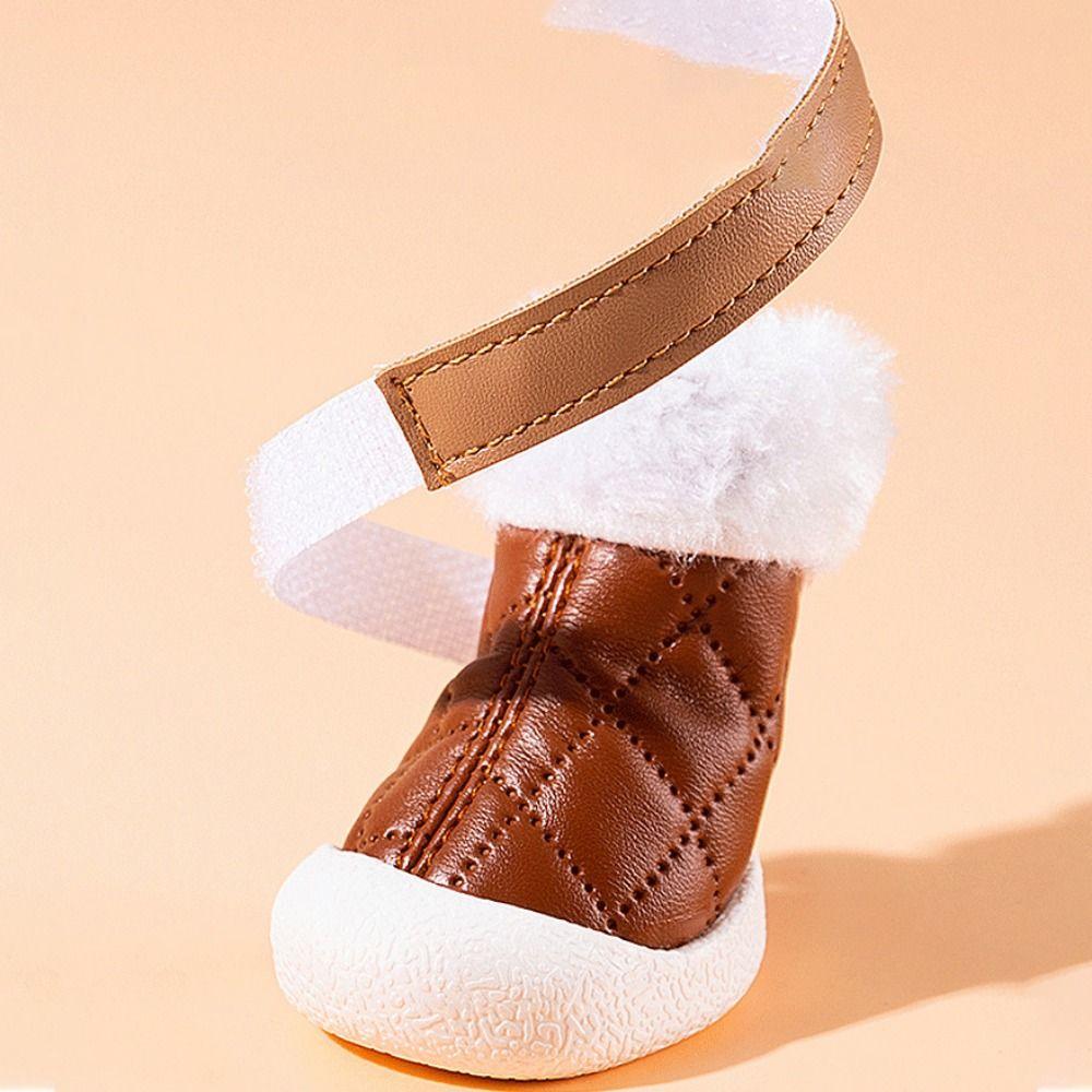 4τμχ/σετ Χοντρά Μποτάκια Χιονιού Κουταβιού Ρυθμιζόμενα Αντιανεμικά Χειμωνιάτικα Παπούτσια Σκύλου Μαλακά Αδιάβροχα Ζεστά Μποτάκια Κουταβιού Χειμώνας