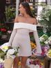 French-European Fashion One-Shoulder Color-Block Layered Slim Fit Long Sleeve Dress