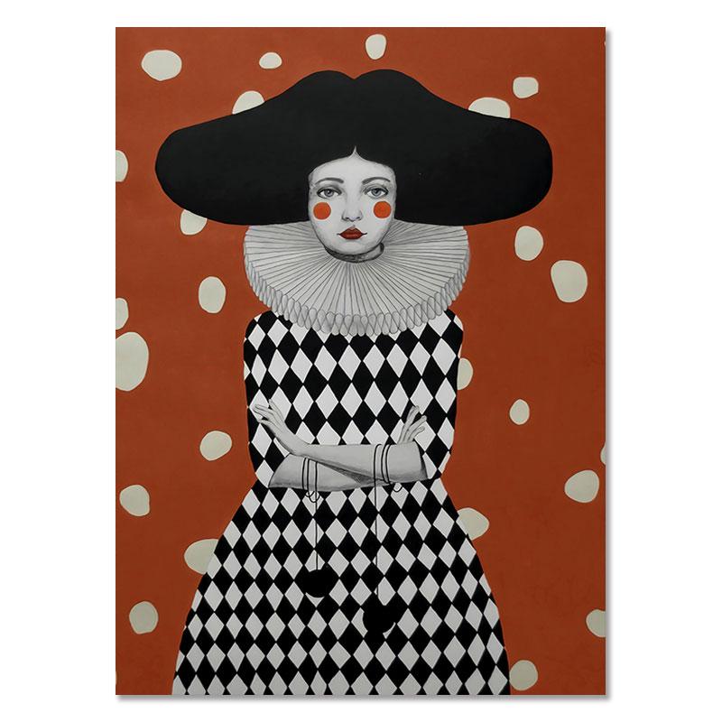 Moderne kvinner Fargerike blomsterhår Pike Veggkunst Lerretsmaling Nordisk plakat Vintage veggbilder til stuen