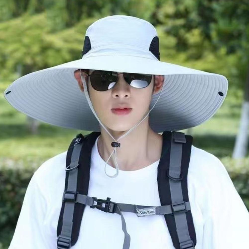 Wide Brim Women Beach Hat Polyester Hat for Men Summer Foldable Men's Bucket Hat  Fishing