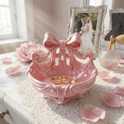1PC Baroque Bow Jewelry Tray - Gorgeous Pearlescent Trace, Luxury Dresser Storage Box, Jewelry Tray