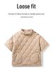 Herren Stepp Baumwolle Halbarm Pullover Jacke—Winter Arbeitskleidung Stil mit Stehkragen, Lockerer Schnitt, Einfarbige