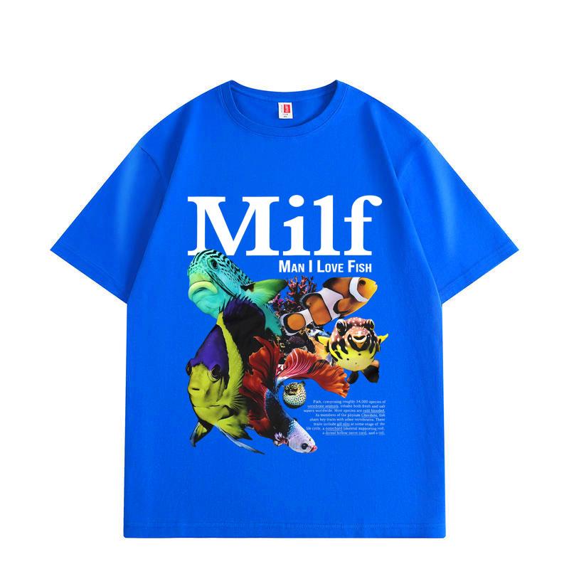 Man L Love Fish Funny Ocean Meme Graphic T Shirts Harajuku Y2k Short Sleeve T-shirt Men Women Clothing Oversized T-shirts