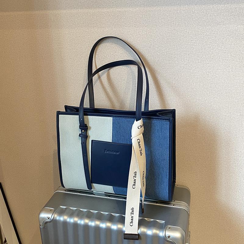 Denim bag women's new casual versatile shoulder bag large capacity tote bag commuter bag