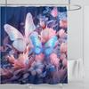 3d Beautiful Butterfly Shower Curtain Waterproof Polyester Fabric 3D Printed Curtain Bathroom Decoration with Hooks