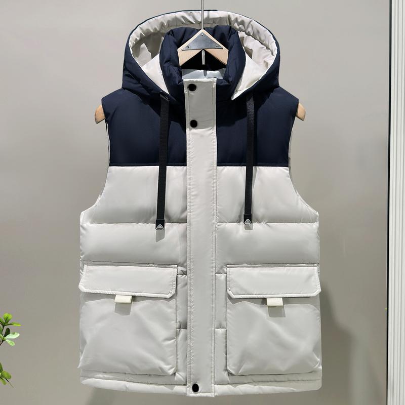 Plus Size L-6XL Winter Sleeveless Parkas Man Thick Outerwears Fashion Men's Warm Vest Hooded