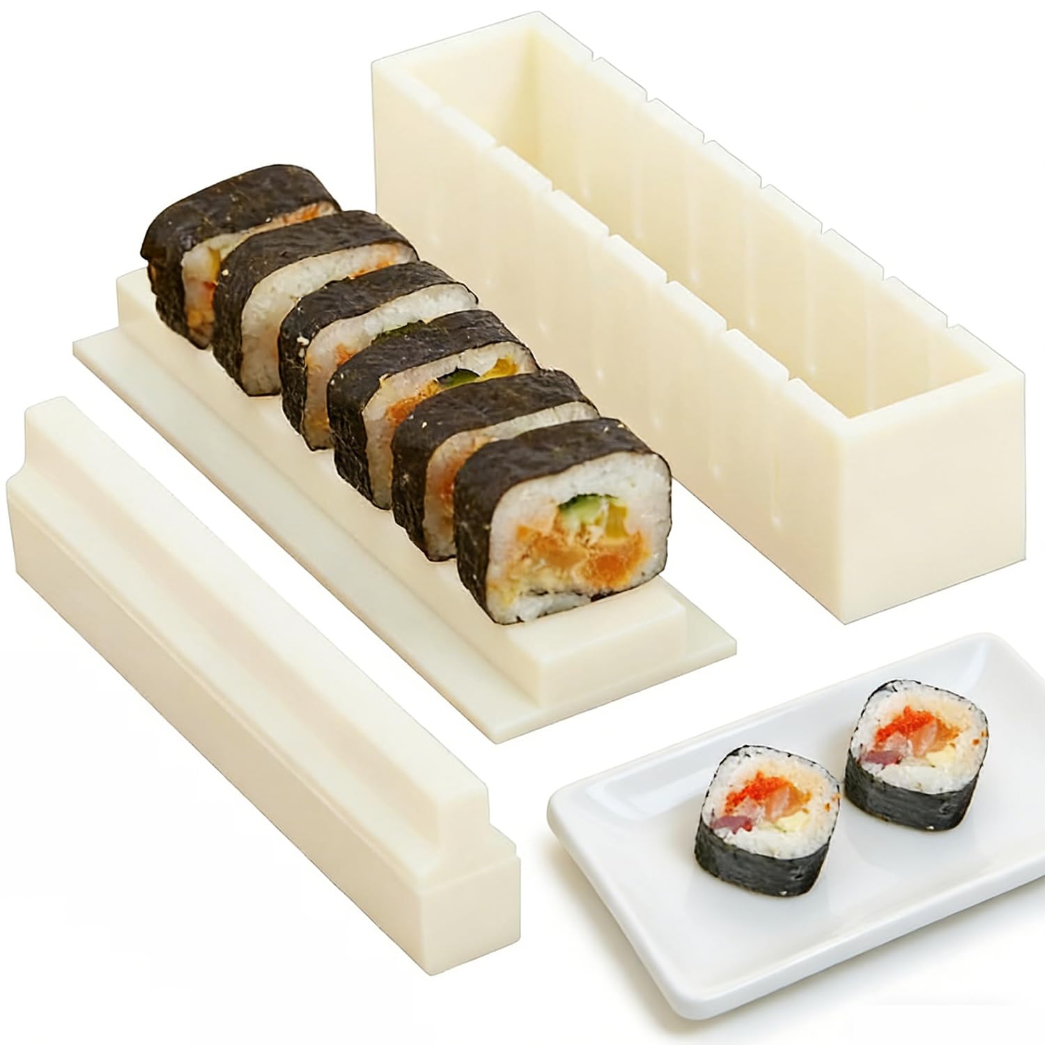 BOROLA Sushi Maker Mold Kit Easy DIY Rice Ball Press Plastic Shaper Tool Home Kitchen (Square Type)