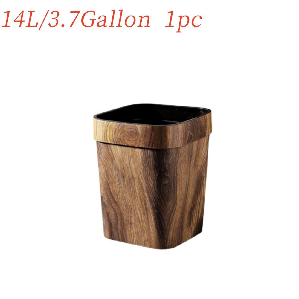 Imitation Wood Grain Marble Garbage Bin 12/14 L Waterproof Plastic Trash Can For Kitchen Living Room Bathroom Waste Paper Basket